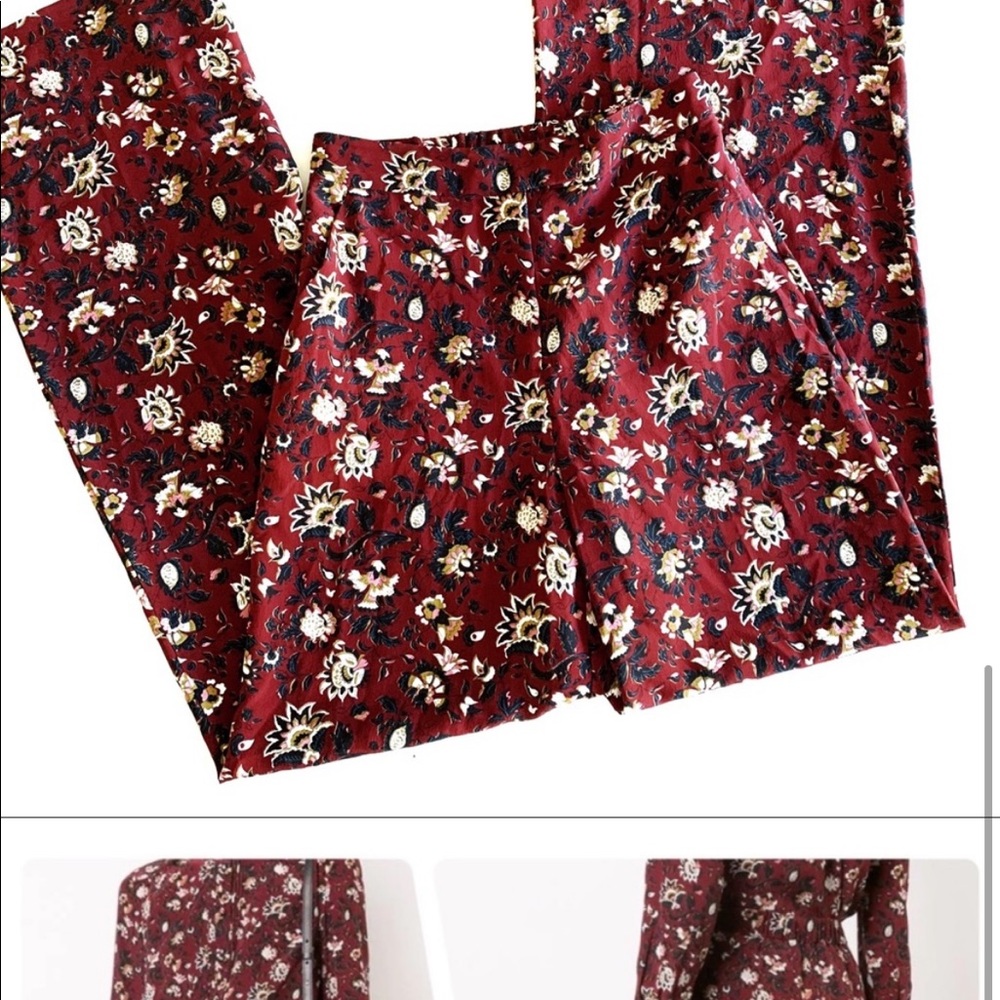Veronica Beard Silk High Rise Floral Wide Leg Flare Pants Women’s Size 2 - Picture 8 of 10
